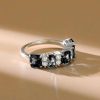Princess Cut Black Cubic Zirconia Wedding Band - 925 Sterling Silver Stacking Ring