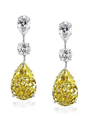Pear Cut Yellow Topaz Drop Earrings - Sterling Silver Dangle Earrings for Women