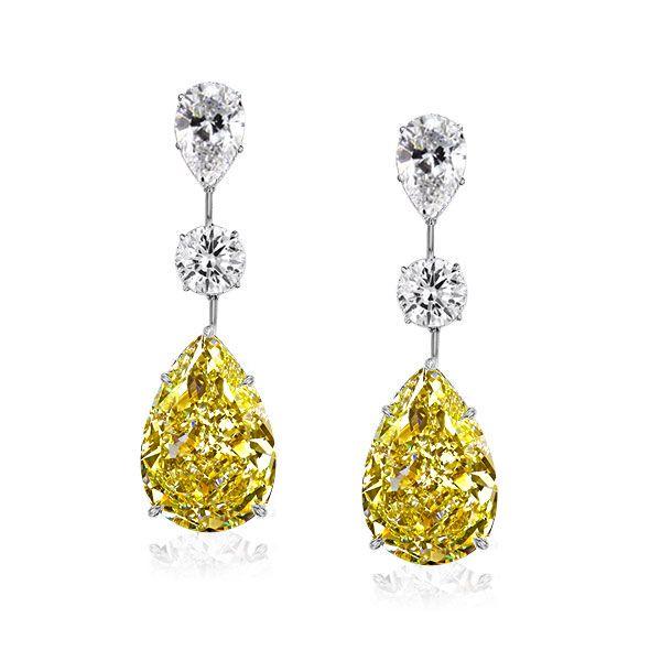 Pear Cut Yellow Topaz Drop Earrings - Sterling Silver Dangle Earrings for Women