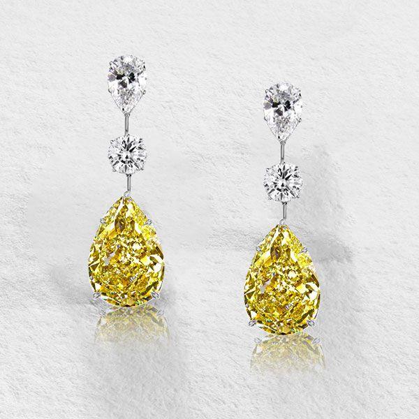 Pear Cut Yellow Topaz Drop Earrings - Sterling Silver Dangle Earrings for Women