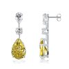 Pear Cut Yellow Topaz Drop Earrings - Sterling Silver Dangle Earrings for Women