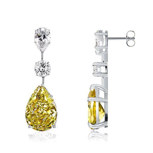 Pear Cut Yellow Topaz Drop Earrings - Sterling Silver Dangle Earrings for Women