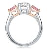 4.00 CT. TW. Three Stone Oval and Heart Cut White Sapphire Engagement Ring in Rhodium Plated Sterling Silver