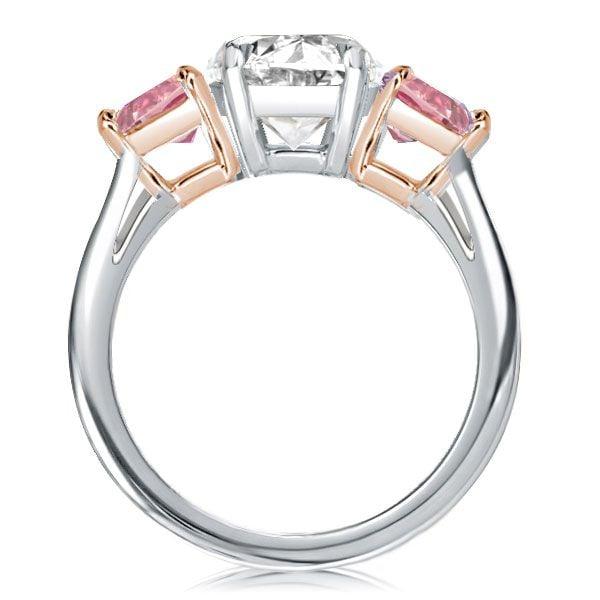 4.00 CT. TW. Three Stone Oval and Heart Cut White Sapphire Engagement Ring in Rhodium Plated Sterling Silver