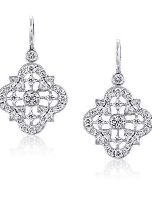 Sterling Silver Four Leaf Clover Drop Earrings - Lucky Charm Dangles