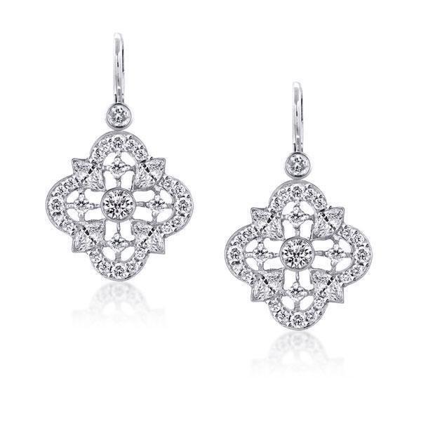 Sterling Silver Four Leaf Clover Drop Earrings - Lucky Charm Dangles