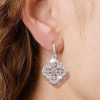 Sterling Silver Four Leaf Clover Drop Earrings - Lucky Charm Dangles