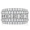 Baguette White Sapphire Anniversary Band - Sterling Silver Ring for Women