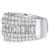 Baguette White Sapphire Anniversary Band - Sterling Silver Ring for Women