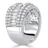 Baguette White Sapphire Anniversary Band - Sterling Silver Ring for Women