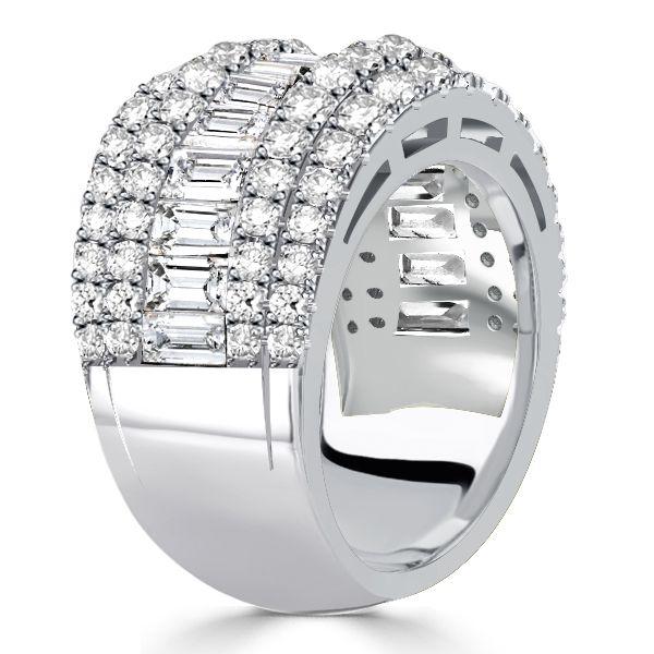 Baguette White Sapphire Anniversary Band - Sterling Silver Ring for Women