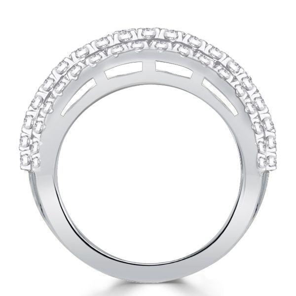 Baguette White Sapphire Anniversary Band - Sterling Silver Ring for Women