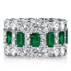 Emerald Green Stackable Band Ring Set for Women in Sterling Silver