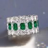 Emerald Green Stackable Band Ring Set for Women in Sterling Silver