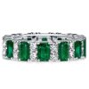 Emerald Green Stackable Band Ring Set for Women in Sterling Silver