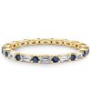 Blue & White Baguette Eternity Band - Sterling Silver Wedding Ring for Women