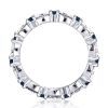 Blue & White Baguette Eternity Band - Sterling Silver Wedding Ring for Women