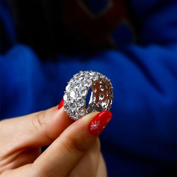Triple Row Eternity Band - 7.5 CT. TW. Simulated Diamond Wedding Ring in Sterling Silver