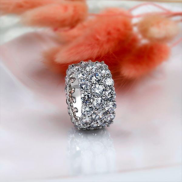 Triple Row Eternity Band - 7.5 CT. TW. Simulated Diamond Wedding Ring in Sterling Silver