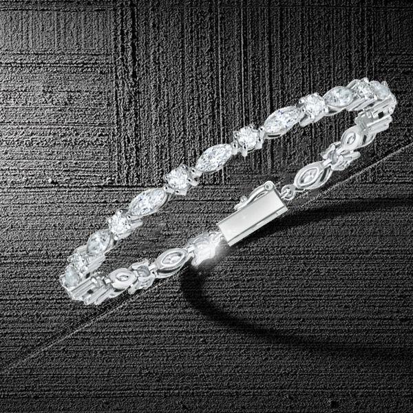 Sterling Silver Marquise & Round CZ Tennis Bracelet - 7.8 CT TW