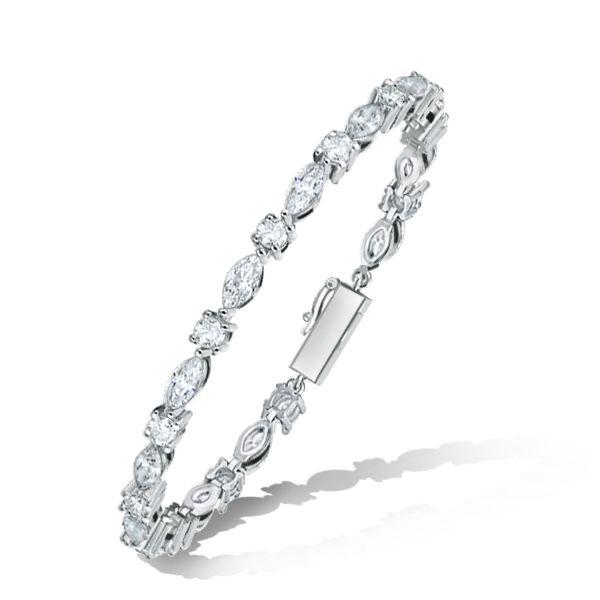 Sterling Silver Marquise & Round CZ Tennis Bracelet - 7.8 CT TW