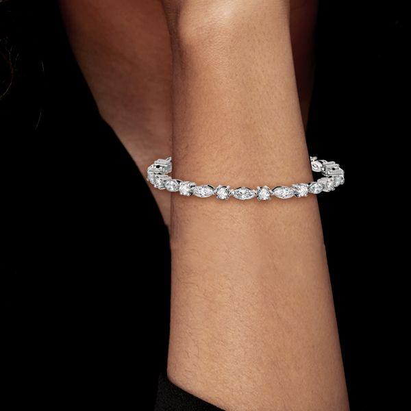 Sterling Silver Marquise & Round CZ Tennis Bracelet - 7.8 CT TW