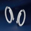 Sterling Silver Pear Cut Hoop Earrings for Women - 23.90mm Diameter