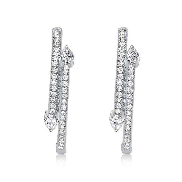 Sterling Silver Pear Cut Hoop Earrings for Women - 23.90mm Diameter