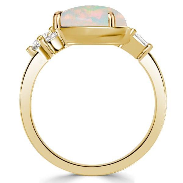 Pear Cut Opal Engagement Ring in 18K Gold Plated Sterling Silver, 3.44 CT.