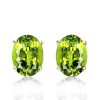 Oval Peridot Stud Earrings - 18K Gold Plated Sterling Silver