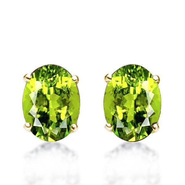 Oval Peridot Stud Earrings - 18K Gold Plated Sterling Silver
