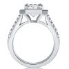 Emerald Cut Bezel Engagement Ring in Rhodium-Plated Sterling Silver