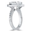 Emerald Cut Bezel Engagement Ring in Rhodium-Plated Sterling Silver
