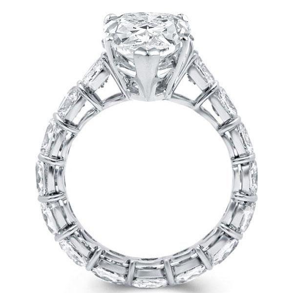 Pear Cut Created White Sapphire Eternity Engagement Ring - Sterling Silver