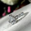 Pear Cut Created White Sapphire Eternity Engagement Ring - Sterling Silver