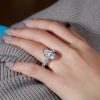 Pear Cut Created White Sapphire Eternity Engagement Ring - Sterling Silver