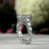 Pear Cut Created White Sapphire Eternity Engagement Ring - Sterling Silver