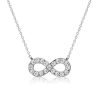 Sterling Silver White Sapphire Infinity Necklace with Rhodium Plating