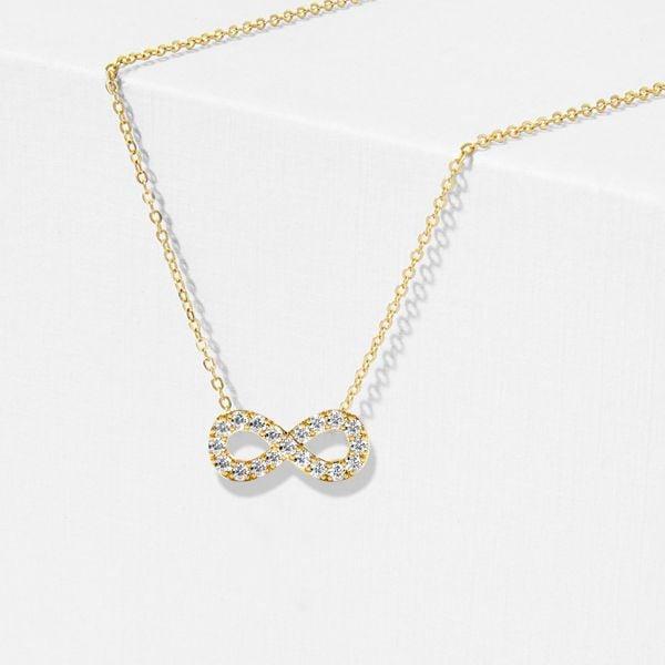 Sterling Silver White Sapphire Infinity Necklace with Rhodium Plating