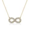Sterling Silver White Sapphire Infinity Necklace with Rhodium Plating
