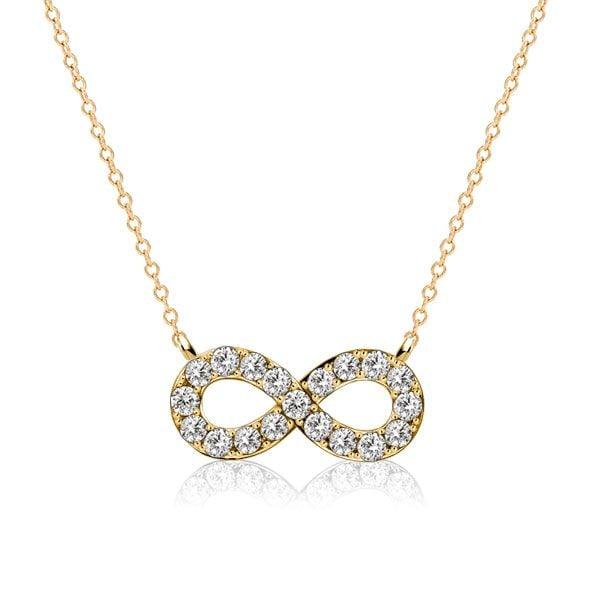 Sterling Silver White Sapphire Infinity Necklace with Rhodium Plating