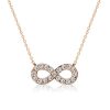Sterling Silver White Sapphire Infinity Necklace with Rhodium Plating