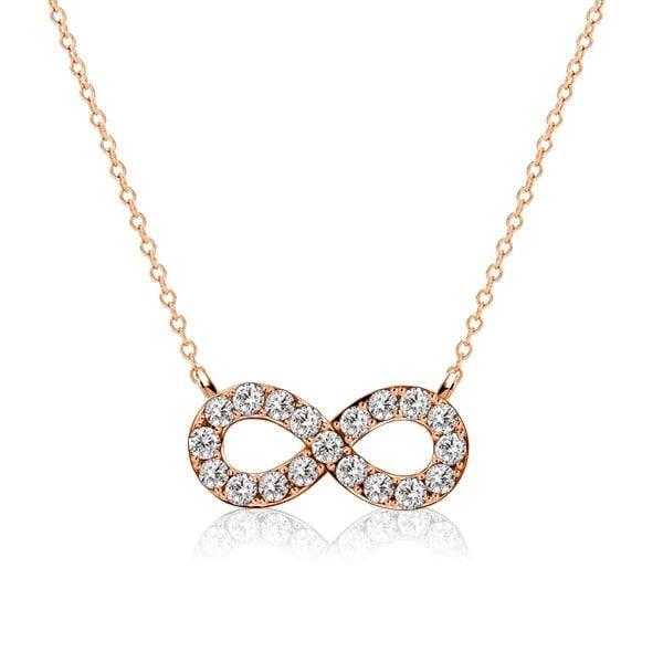 Sterling Silver White Sapphire Infinity Necklace with Rhodium Plating