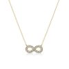 Sterling Silver White Sapphire Infinity Necklace with Rhodium Plating