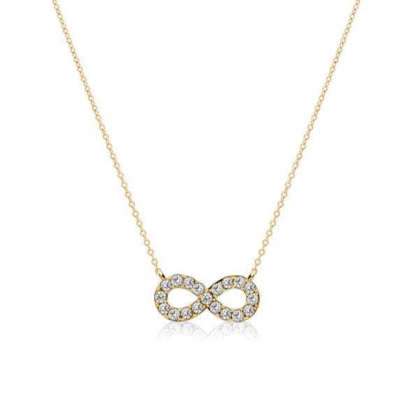 Sterling Silver White Sapphire Infinity Necklace with Rhodium Plating