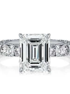 Eternity Emerald Cut 5.00 CT. TW. Solitaire Engagement Ring - 925 Sterling Silver