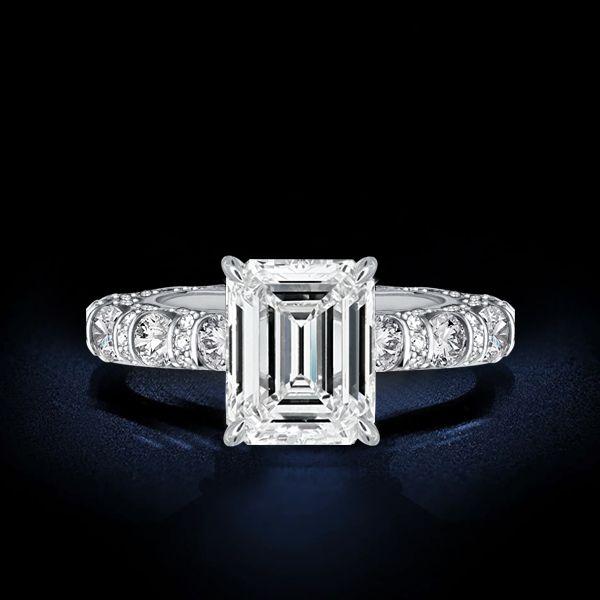 Eternity Emerald Cut 5.00 CT. TW. Solitaire Engagement Ring - 925 Sterling Silver