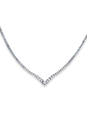 925 Sterling Silver Right Angle Tennis Necklace - 18 Inch