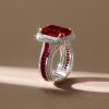 Halo Ruby Engagement Ring - 925 Sterling Silver, Gold Plated Option
