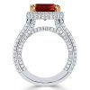 Halo Ruby Engagement Ring - 925 Sterling Silver, Gold Plated Option